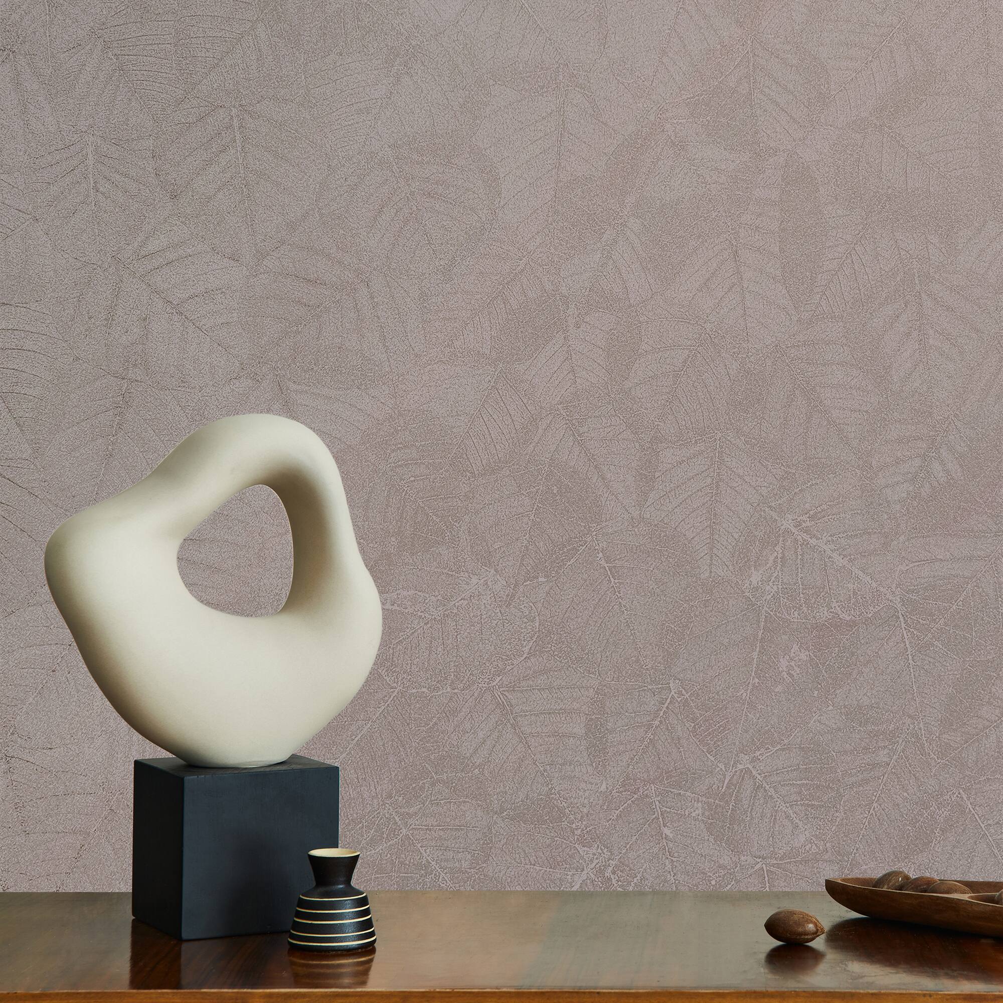 Designs Direct Luminous Leaf Collage on Foil with Ultra Fine Emboss Wallpaper